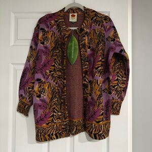 FARM Rio Purple and Orange Patterned Cardigan